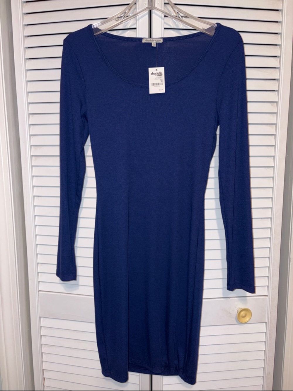 NWT Charlotte Russe Royal Blue Long Sleeve Bodycon Dress Size M
